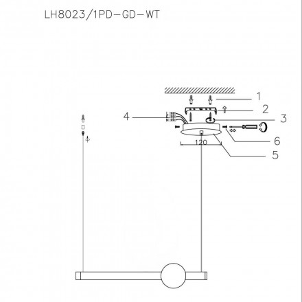 Подвесной светодиодный светильник Lumien Hall Greniya LH8023/1PD-GD-WT