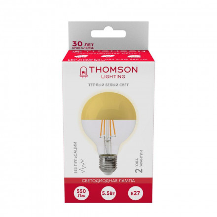 Лампа светодиодная филаментная Thomson E27 5,5W 2700K шар прозрачная TH-B2380