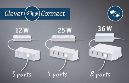 Трансформатор на 3 мебельных светильника Paulmann Clever Connect 12V 12W IP20 99946