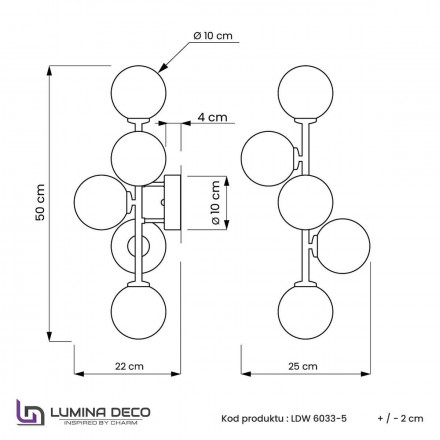 Настенный светильник Lumina Deco Marsiada LDW 6033-5 F.GD