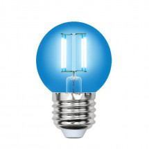 Лампа светодиодная филаментная Uniel E27 5W синяя LED-G45-5W/BLUE/E27 GLA02BL UL-00002990