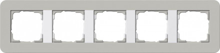 Рамка 5-постовая Gira E3 серый/белый глянцевый 0215412