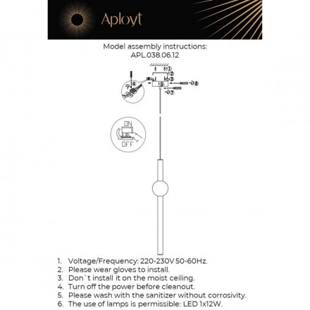 Подвесной светодиодный светильник Aployt Zhozefin APL.038.06.12