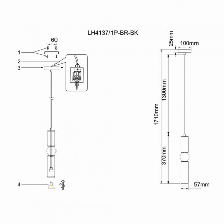 Подвесной светильник Lumien Hall Lien LH4137/1P-BR-BK