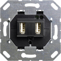 Розетка двойная USB А Gira System 55 для электропитания выходы 235900