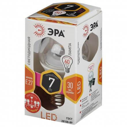 Лампа светодиодная ЭРА E27 7W 2700K прозрачная LED P45-7W-827-E27-Clear Б0017243